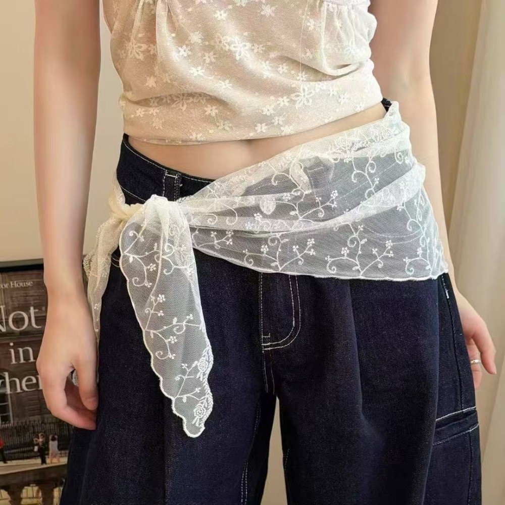 Hululu - Khăn quàng cổ tam giác ren cao cấp, đa dụng cho thời trang