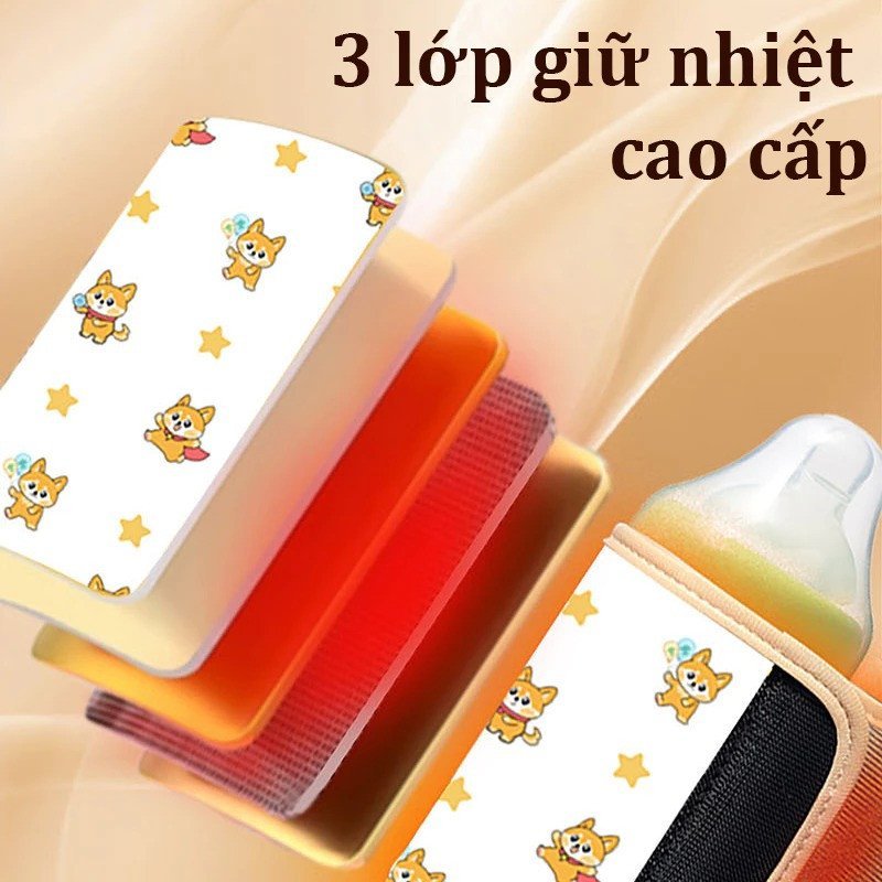 túi ủ bình sữa thông minh 3 mức nhiệt vải polyester chịu nhiệt phù hợp đa loại bình dùng du lịch xe