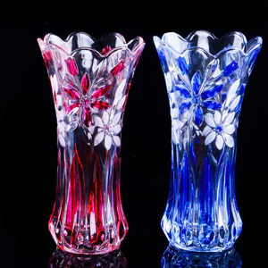 Retro Bình Pha Lê Thủy Tinh Màu Trong Suốt Dày Hộ Gia Đình Giống Nước Tài Lộc Tre Chèn Hoa Hồng Lily Hộ Gia Đình Phòng Khách IQGR