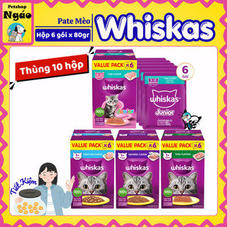 [ Thùng 10 Hộp ] Pate Cho Mèo Whiskas 80g - Combo Tiết Kiệm Hộp