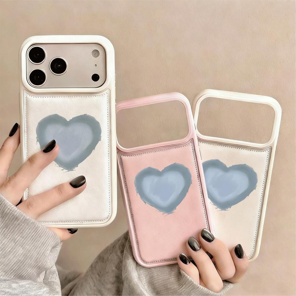 màu xanh nhạt nhũ trái tim 16 vỏ điện thoại iPhone17Air vỏ bánh mì 14/13/11 Pro