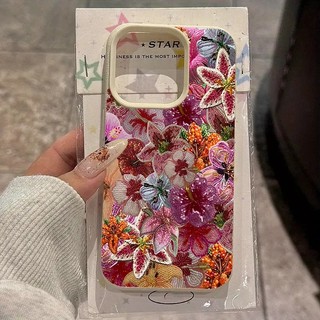 Ốp Điện Thoại Di Động Cho Iphone 17 Pro Max 16 15 14 13 Pro Max 15 Plus 16E 17 Vỏ Không Khí Hoa Hồng Dễ Thương Hoa Văn Lichee Thời Trang Chống Sốc Da PU Mờ Màu Kẹo Mềm Mại