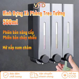 Bình Đựng Xà Phòng Treo Tường 500ml - Không Khoan, Có Thể Tháo Rời, Tiện Lợi Sang Trọng Cho Phòng Tắm