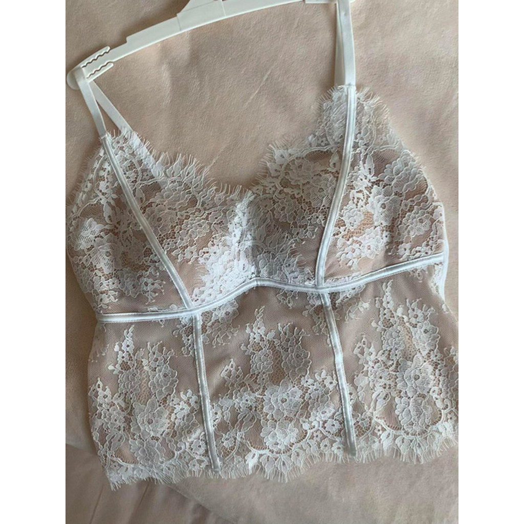 Lông Mi Gợi Cảm Ren Camisole Nữ Bên Ngoài Mặc Đẹp Lưng Một Có Miếng Lót Ngực