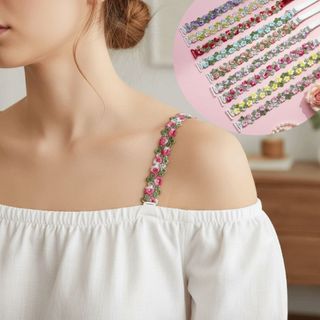 Dây đeo áo ngực hoa METALWRK, Dây đeo vai bằng vải Polyester chống trượt, Dây đeo vai hoa ngọt ngào có thể điều chỉnh Dây đeo vai hoa Váy dự tiệc cưới