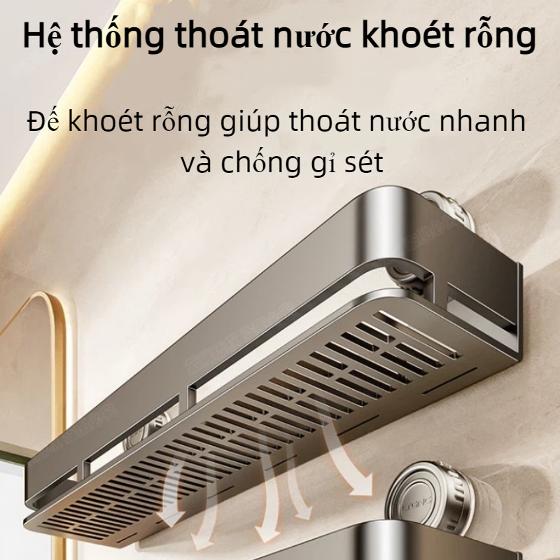 Kệ Nhà Tắm Hút Chân Không Màu Xám Súng【Không Khoan + Chịu Lực Mạnh】- Dễ Tháo Rời, Vệ Sinh Nhanh