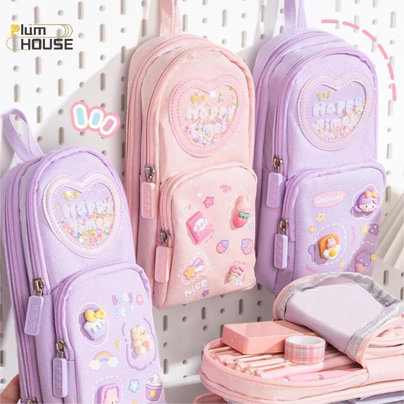 PlumHOUSE Kawaii Hộp Đựng Bút Chì Dễ Thương Dung Tích Lớn Túi Đựng Bút Chì Vải Đơn Giản Dễ Thương Văn Phòng Phẩm Túi Bảo Quản Sinh Viên Văn Phòng Phẩm Đồ Dùng Học Tập VN