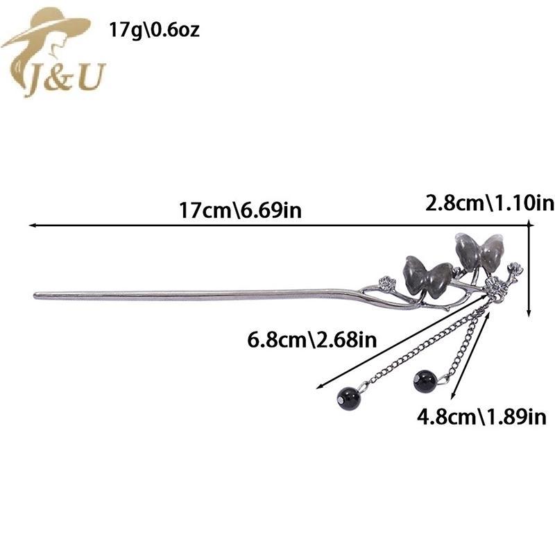 JU Kẹp tóc vintage bướm hoa phong cách Trung Hoa, phụ kiện Hanfu nữ tính