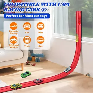 HFTOY 13 Ft Và 16 Ft Linh Hoạt Race Tra Dành Cho Trẻ Em, Đua Xe Ramp Tra Có Cốc Hút Và 4 Xe Đua Nhỏ ~