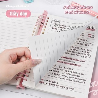 Sổ Còng Bìa Nhựa PVC Trong Suốt A5, Ruột Thay Được Giấy Kẻ Ngang, Tặng Sticker Trang Trí