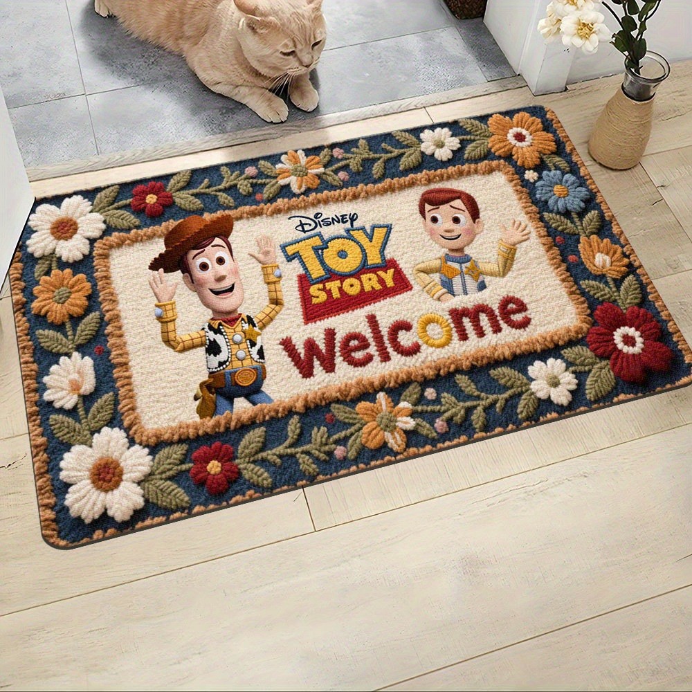 [Hàng có sẵn] Thảm chùi chân chữ “WELCOME” phong cách hoạt hình – chống trượt, êm mềm, dùng cửa ra vào/đầu giường, dễ vệ sinh