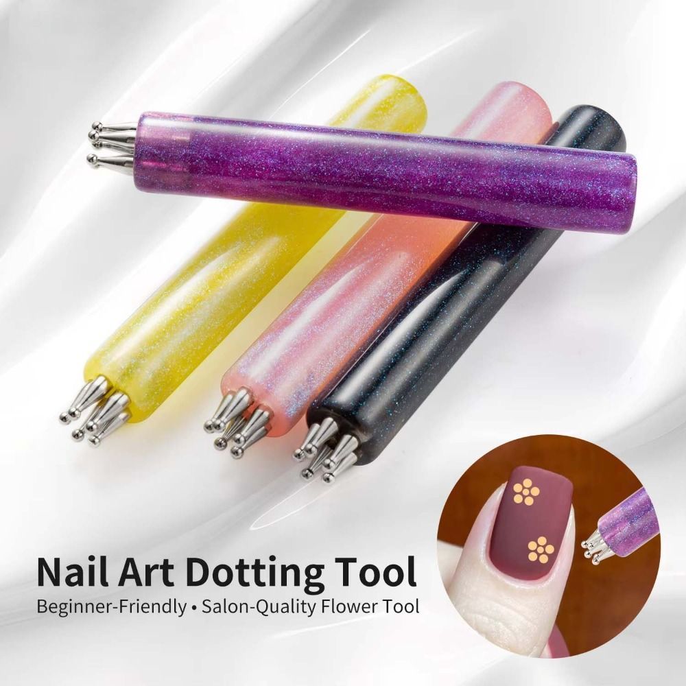 HWAIDY Bút Chấm Móng Tay 5 Cánh Hoa, Tay Cầm Acrylic, Dụng Cụ Vẽ Hoa One Stroke Cho Nail Art DIY