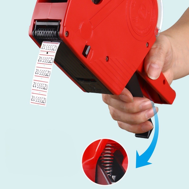 Bộ dụng cụ bấm giá đầy đủ (máy, 200 tem, 2 mực), Máy Bắn/Bấm Giá Tiền, Có Ký Hiệu VND, Núm Xoay Nhẹ, Tem (200 tem)