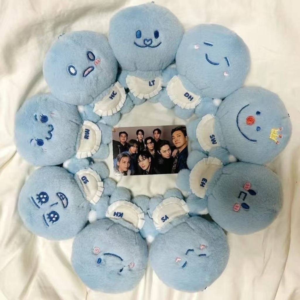 SJ Market Super Junior Móc khóa sang trọng Búp bê đồ chơi nhồi bông màu xanh dễ thương
