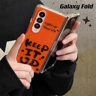 Ốp Điện Thoại Chữ Màu Cam Trong Suốt Thích Hợp Cho Samsung Galaxy ZFold7 zfold6 Dây Gấp Vỏ Cứng Cho Z Fold 7 6 5 4 3 5G Vỏ Bảo Vệ