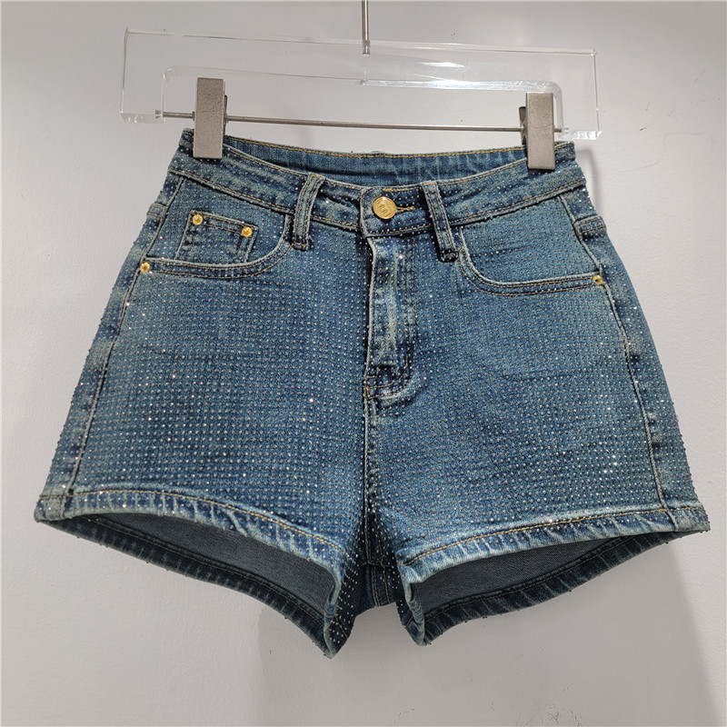 Gypsophila Nhấp Nháy Kim Cương Nóng bỏng Mỹ Cô Gái Denim Quần Short Nữ Mùa Xuân Mùa Hè Cao Cấp Ôm Hơn Nhìn Gợi Cảm Hông Đóng Gói Quần Nóng