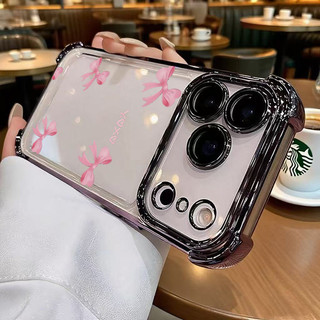 Ốp Điện Thoại Mạ Nơ Màu Hồng Dễ Thương Cho OPPO Reno 15 14 13 12 11 10 Pro 15F 14F 13F 12F 11F 5G Mềm Chống Rơi Trong Suốt