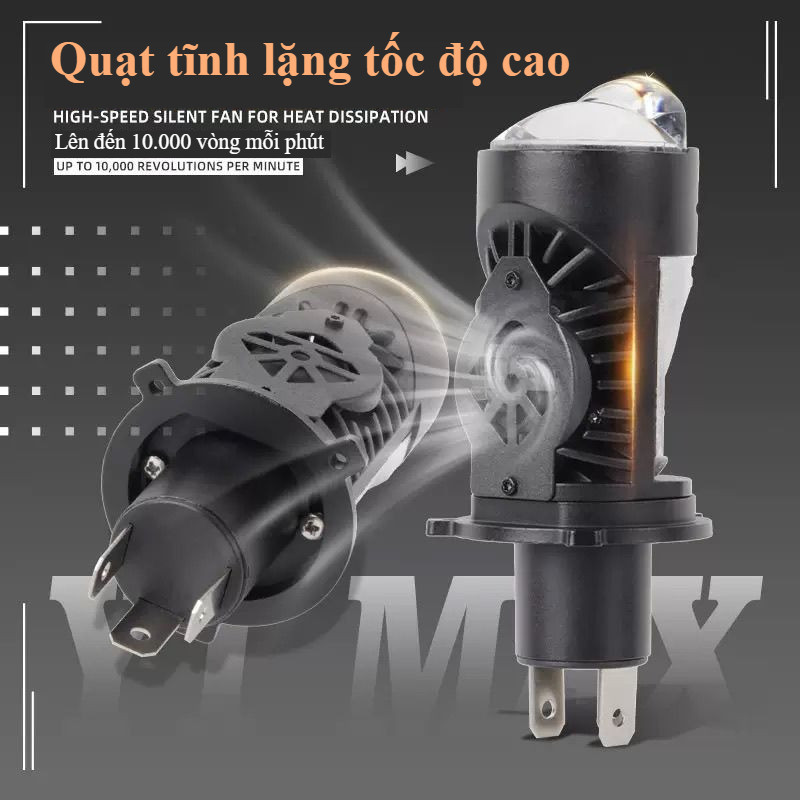 Bóng pha Led V22 Siêu sáng, chân H4 Công suất 60W, Cắt Sáng Chống Chói Bảo, Cho Ô Tô Xe Máy