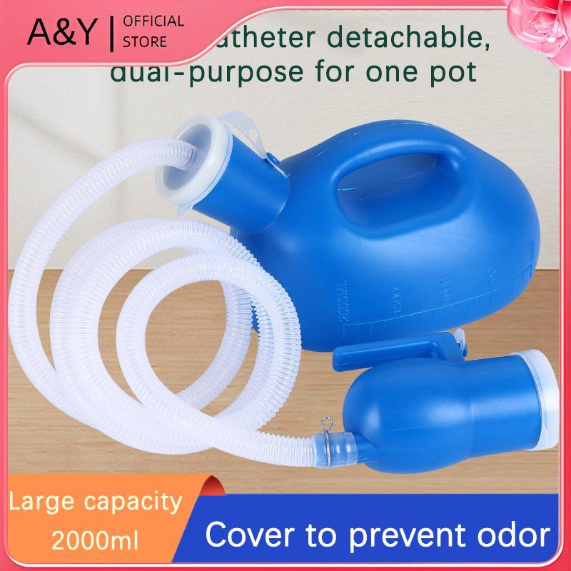 A & Y Vệ Sinh Cung Cấp Cho Ngoài Trời 2000ml Giường Nam Bằng Nhựa Bô Pee Chai Bộ Sưu Tập Với Ống 160cm Bình Nước Tiểu Di Động.