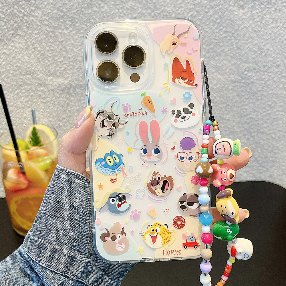 Ốp điện thoại Acrylic chuỗi động vật dễ thương cho iPhone 17 Pro Max 16 15 14 13 Vỏ bảo vệ chống sốc