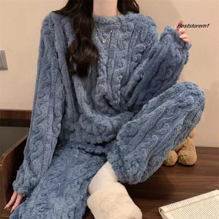 Bộ Đồ Ngủ Lông Cừu Soft Sherpa Cho Nữ, Ấm Áp Mùa Đông, Thiết Kế Gân Phù Hợp Mặc Ban Đêm