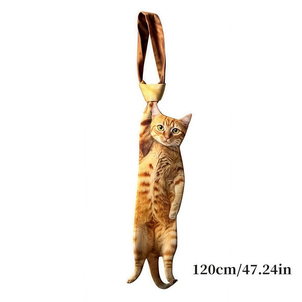Cà vạt nam hình mèo AMBU, Cà vạt mèo con sống động như thật, Vải Satin họa tiết động vật thời trang Cà vạt cổ sáng tạo mới lạ cho đám cưới và bữa tiệc
