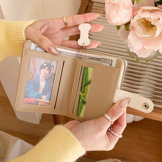 Phim hoạt hình Chú chó dễ thương Ví nữ ngọt ngào Đa chức năng Hộp đựng thẻ có thể gập lại Ví dây kéo tiền mặt