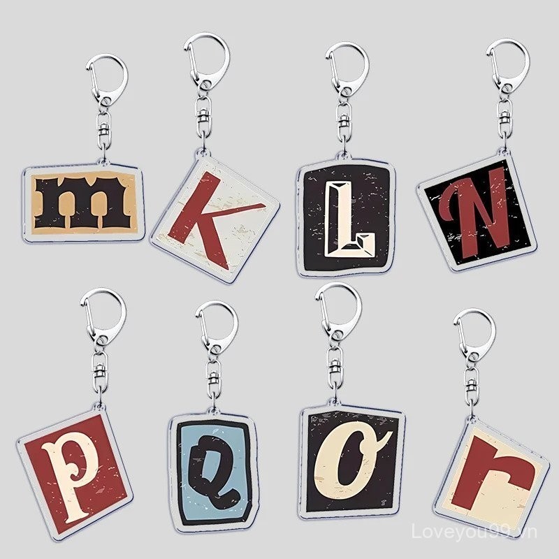 Móc khóa chữ cái phong cách retro C M K L cho phụ kiện túi xách, móc khóa, nhẫn trang sức, quà tặng cho người hâm mộ