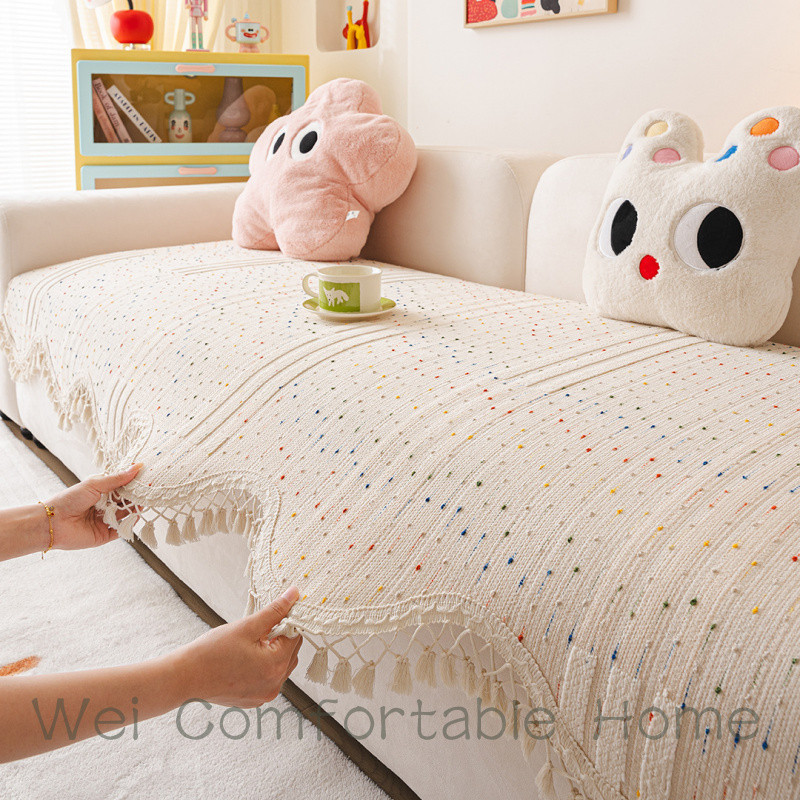 Màu Jelly Bean Sofa Đệm Bốn Mùa Đa Năng Sofa Bao Phong Cách Mới Chống Trơn Trượt Sofa Đệm