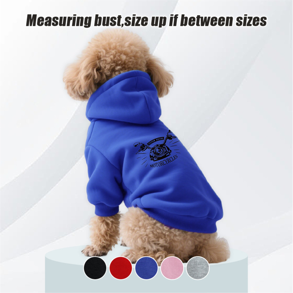 Size S-2XL: Áo hoodie cho thú cưng, phong cách chui đầu, Corgi và in đầu xe máy, có sẵn 5 màu, mềm mại, thoáng khí, ấm áp, có thể giặt được bằng máy, thích hợp cho tất cả các giống chó nhỏ.