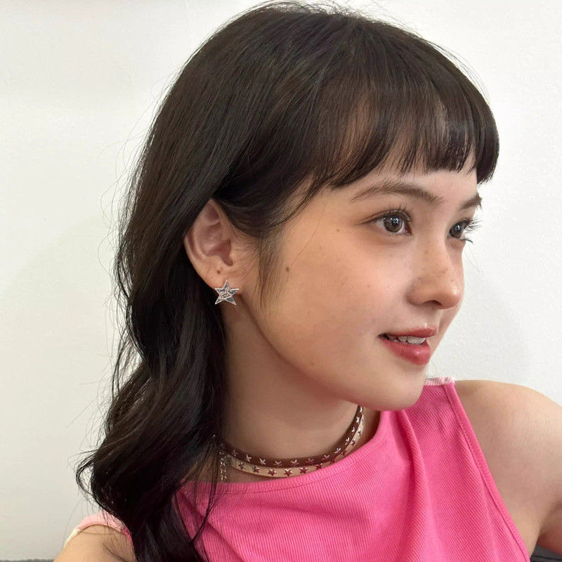 Bông tai hình thỏ ngôi sao hồng bạc S925