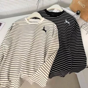 Áo thun dài tay kẻ sọc ngang chất mát lạnh-in hình con tuần lộc-quanaaounisex94