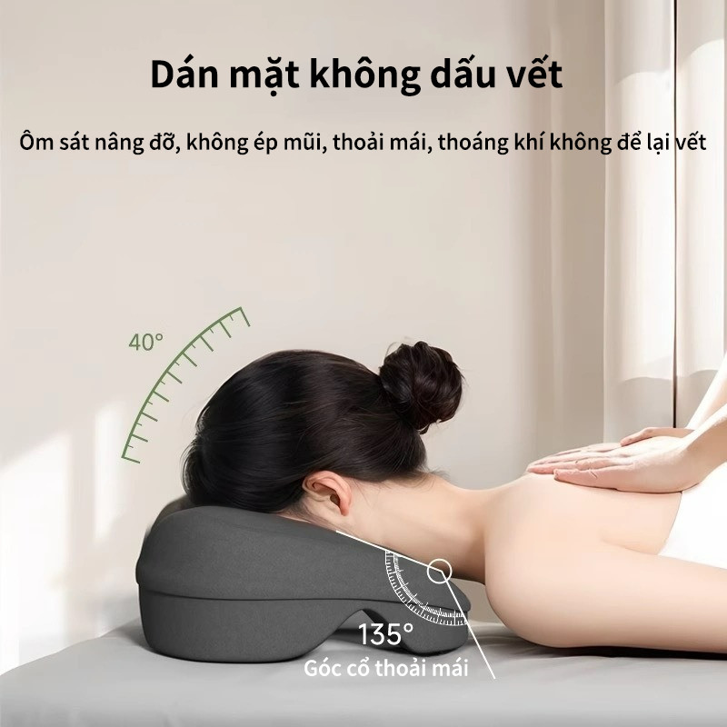 Gối Úp Mặt Công Thái Học Nâng Cấp - Memory Foam Hỗ Trợ Thở & Massage Mặt/Cổ, Chuyên Dụng Thẩm Mỹ Viện & Trị Liệu