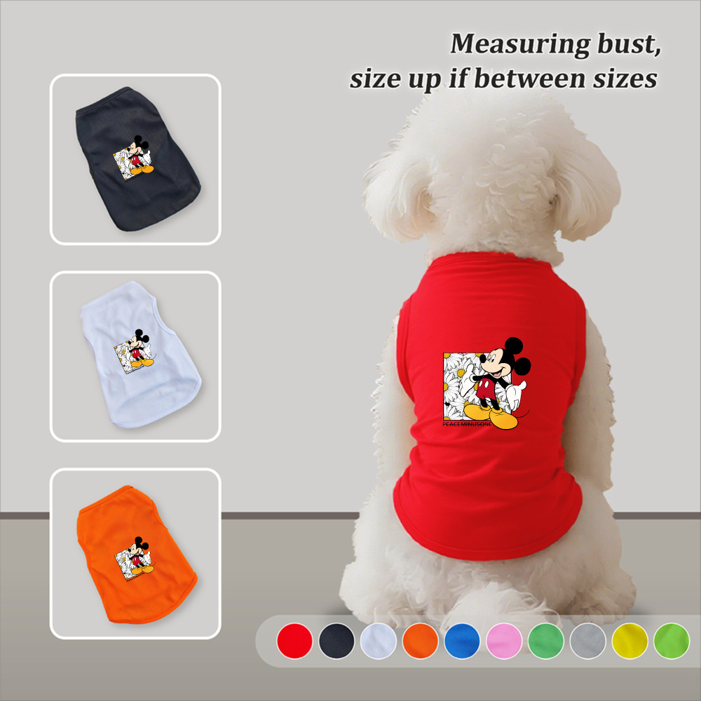 Áo vest thú cưng cỡ S-2XL, in hình chuột Mickey, có nhiều màu sắc và thoáng khí cho mùa hè, thích hợp cho cả sử dụng trong nhà và ngoài trời, và phù hợp với tất cả chó mèo nhỏ.