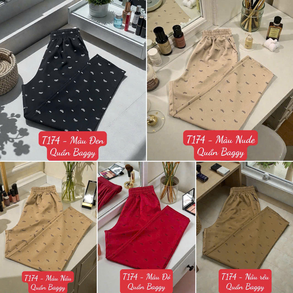 T174 Quần Baggy - Vải Cotton Lạnh - Quần dài 92cm Ống 16cm