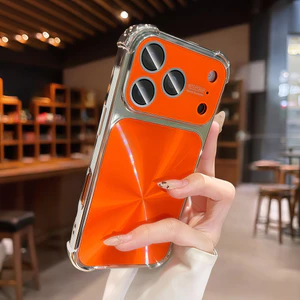 Ốp điện thoại họa tiết CD bốn góc chống rơi mạ điện cho iPhone 17 Pro Max 13 14 15 16 pro max Phim bảo vệ gương chống rơi Vỏ mềm bảo vệ điện thoại