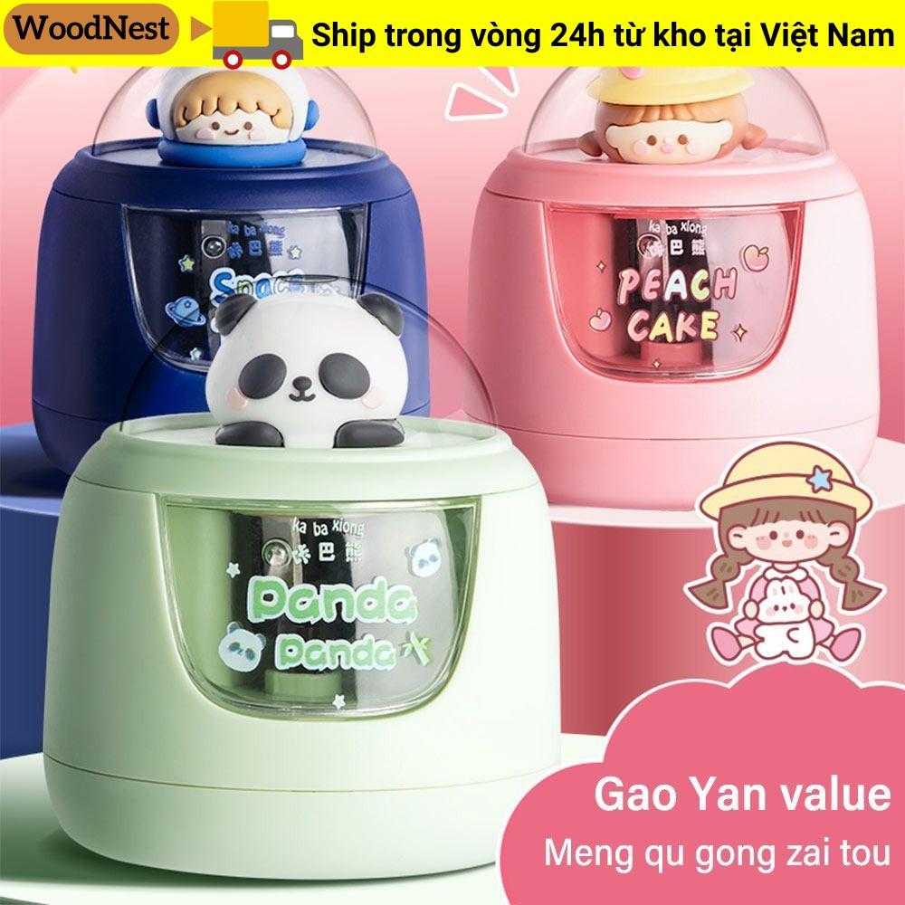 Máy mài bút chì điện WOODNEST, tự động chống dính, thiết kế phi hành gia/gấu trúc, dụng cụ cho sinh viên
