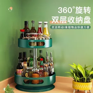 Giá xoay gia vị tròn, kệ đựng dầu nước muối giấm, hộp bảo quản nhà bếp RZH2