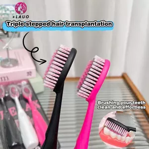 Springevenstar 2 Chiếc Bàn Chải Đánh Răng Bề Mặt lồi Lông Mềm Bàn Chải Răng Màu Hồng Bàn Chải Đánh Răng Chăm Sóc Răng Miệng Du Lịch Giặt Di Động Hàng Ngày Springevenstar