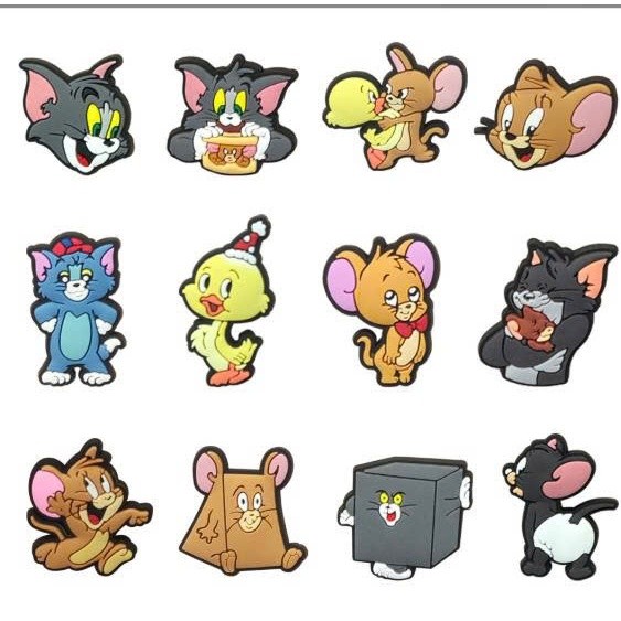 Set 12 Sticker/ Charm gắn dép Tom và Jerry
