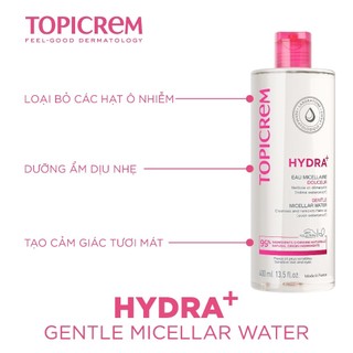 Nước tẩy trang dịu nhẹ TOPICREM HYDRA+ GENTLE MICELLAR 400ML