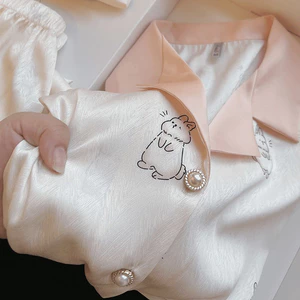 Shop Bộ Đồ Ngủ Nữ Mùa Hè Băng Lụa Ngắn Tay Quần Short Mỏng Sinh Viên Lụa Twill ins Ký Túc Xá Twill