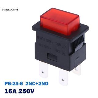 DIAPER & CORED 16A 4 chân Loed Nút ấn Điện Roer Công tắc có đèn LED Máy sưởi màu đỏ Công tắc cảm ứng 250V PS-23-16 YTH