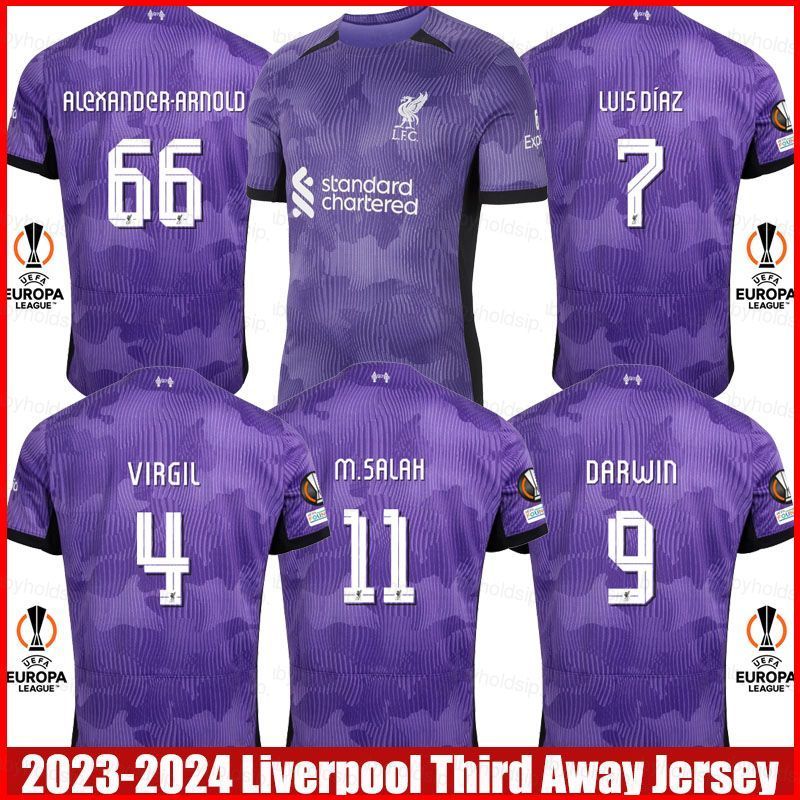 BS1 2023-2024 Liverpool Sân Khách Thứ Ba Virgil Diaz Salah Darwin Arnold Jersey Quần Short Tay Áo Thể Thao Plus Size SB1