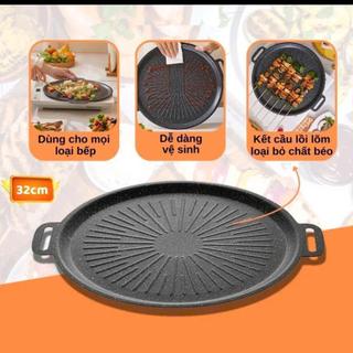 ( 34cm) Chảo Nướng Đá Chống Dính Không Dầu Hàn Quốc Dùng Cho Bếp Từ Và Bếp Gas Tiện Lợi Dễ Vệ Sinh (hàng tốt)