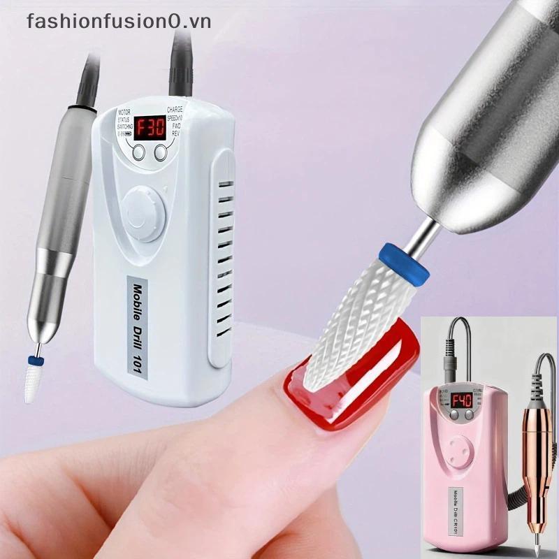 [FHF] Máy khoan móng tay Pro Máy tiện phay móng tay có thể sạc lại Nail Art Máy đánh bóng điện với 6 đầu đánh bóng MỚI