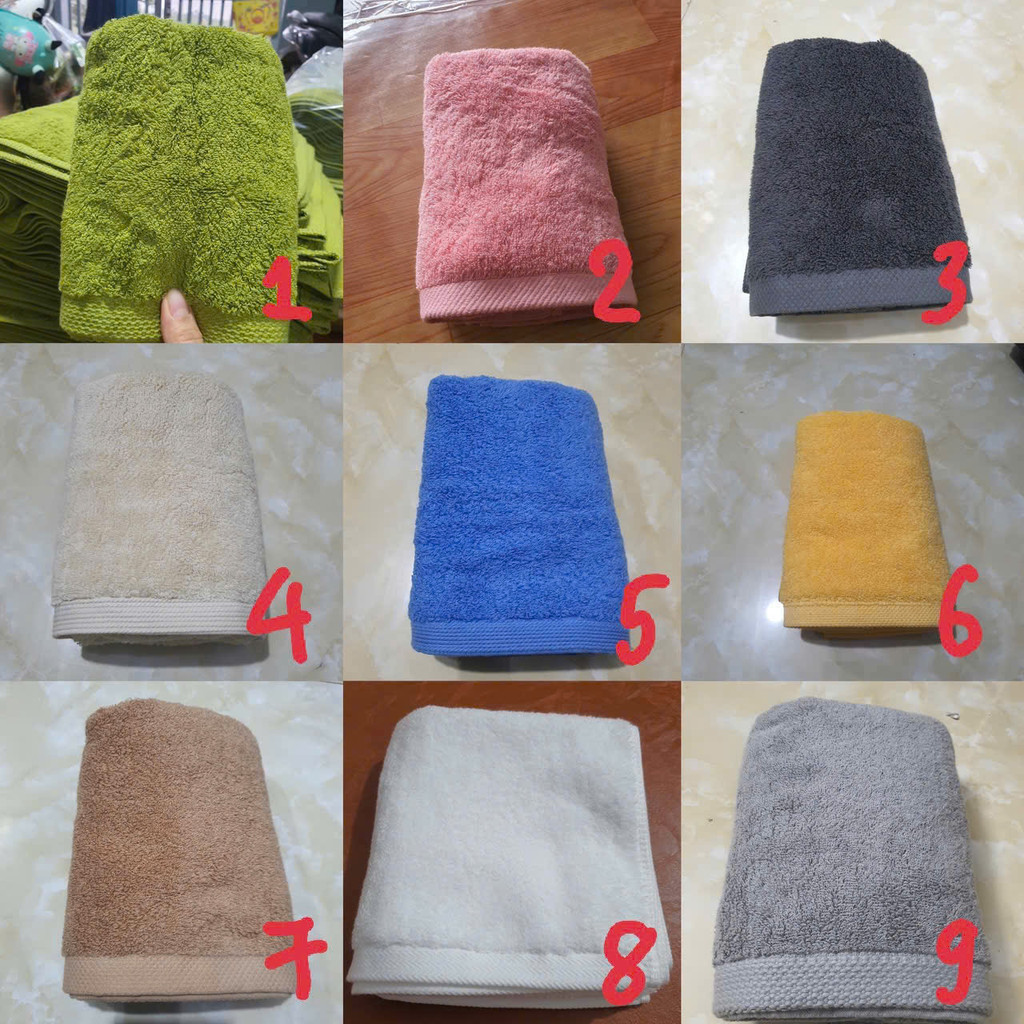 Combo 5 khăn cotton 40x80cm dày dặn, mềm mại, thấm hút tốt