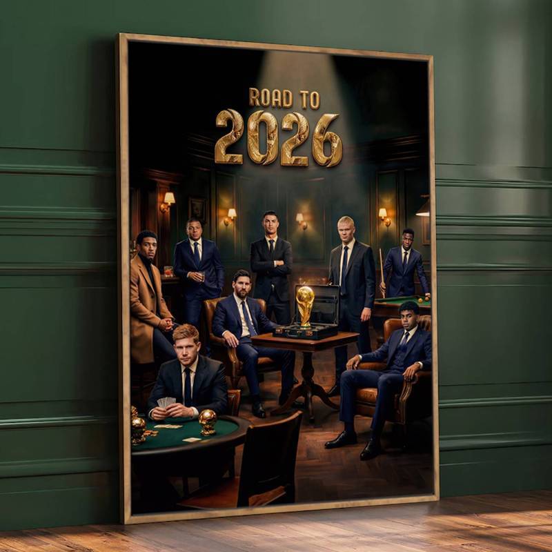 Bóng Đá Truyền Thuyết Canvas Nghệ Thuật Treo Tường Messi Ronaldo Poster 2026 World Cup Phòng Khách Sofa Nền Trang Trí