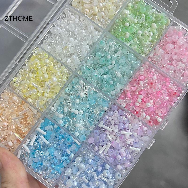 ZTHOME Vòng Tay Hạt Thủy Tinh Nhiều Màu, DIY Handmade Phù Hợp Làm Quà