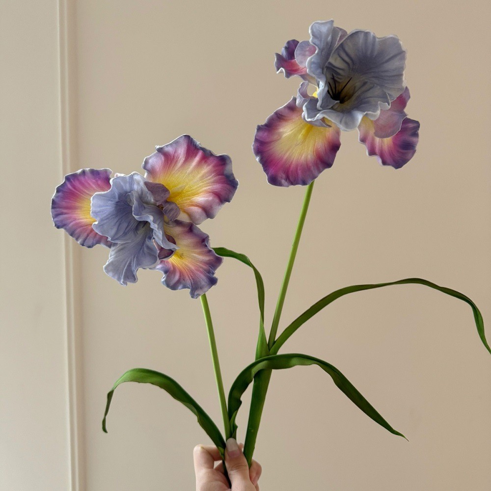 Bó hoa nghệ thuật nhân tạo Iris cao cấp, tranh sơn dầu, trang trí bàn ăn, cảm giác thực tế